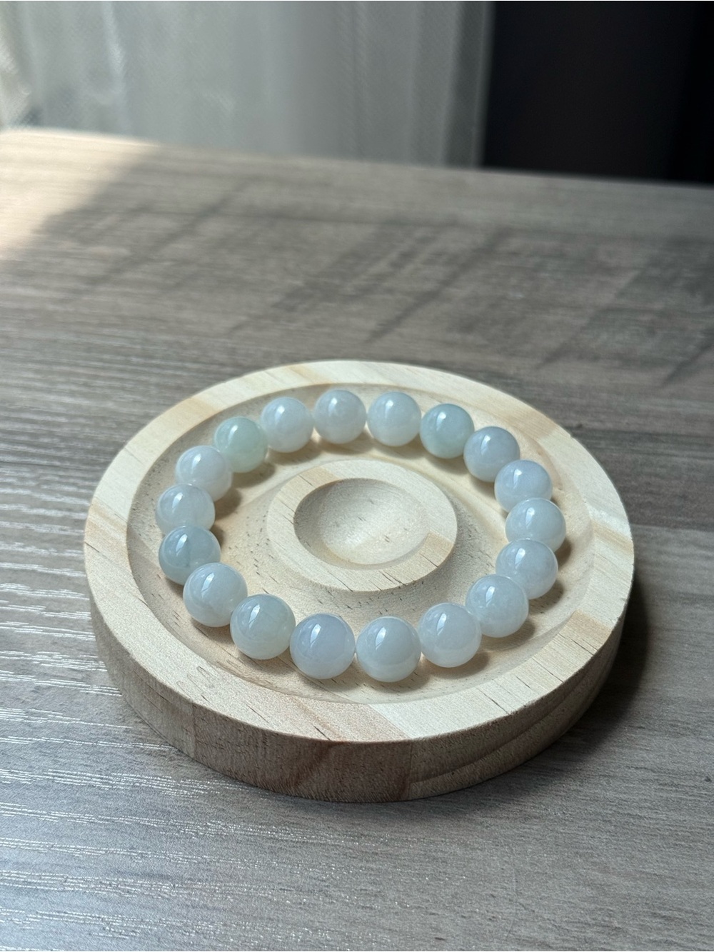 Handcrafted White Jade Bead Bracelet 10.2mm
